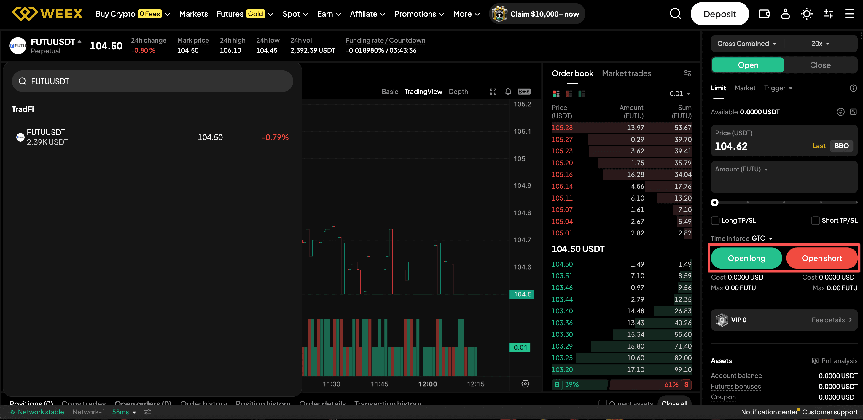 how to trade futu futures on weex