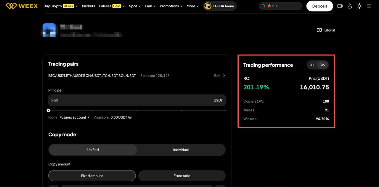 weex copy trade